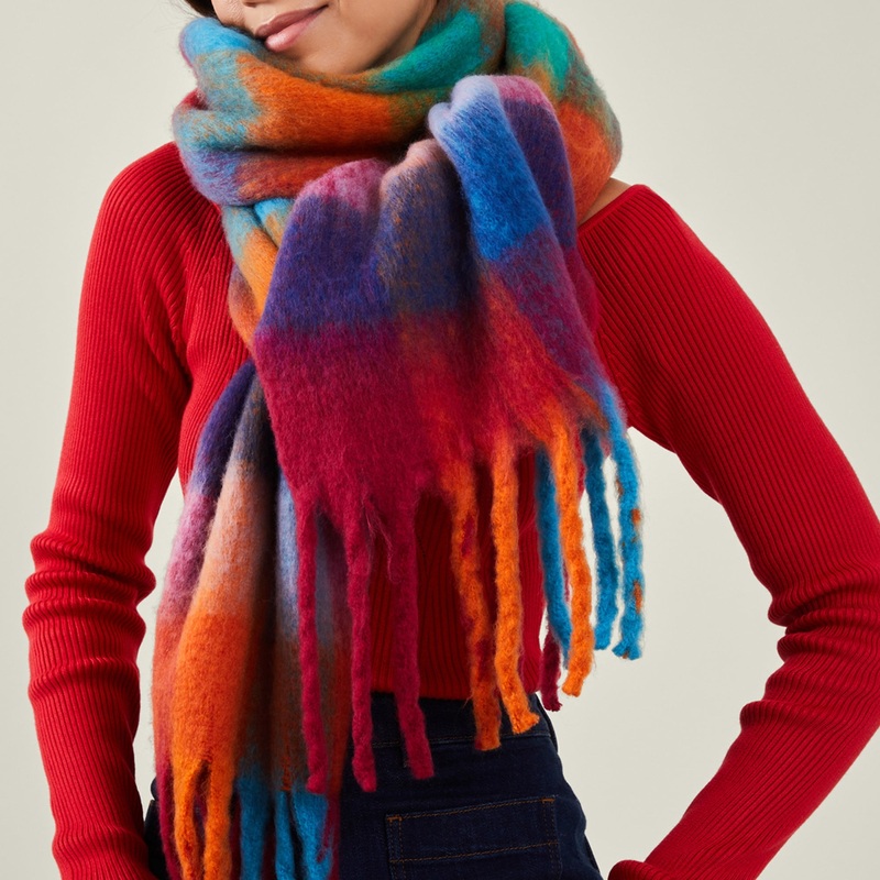 Super Soft Bright Check Print Scarf