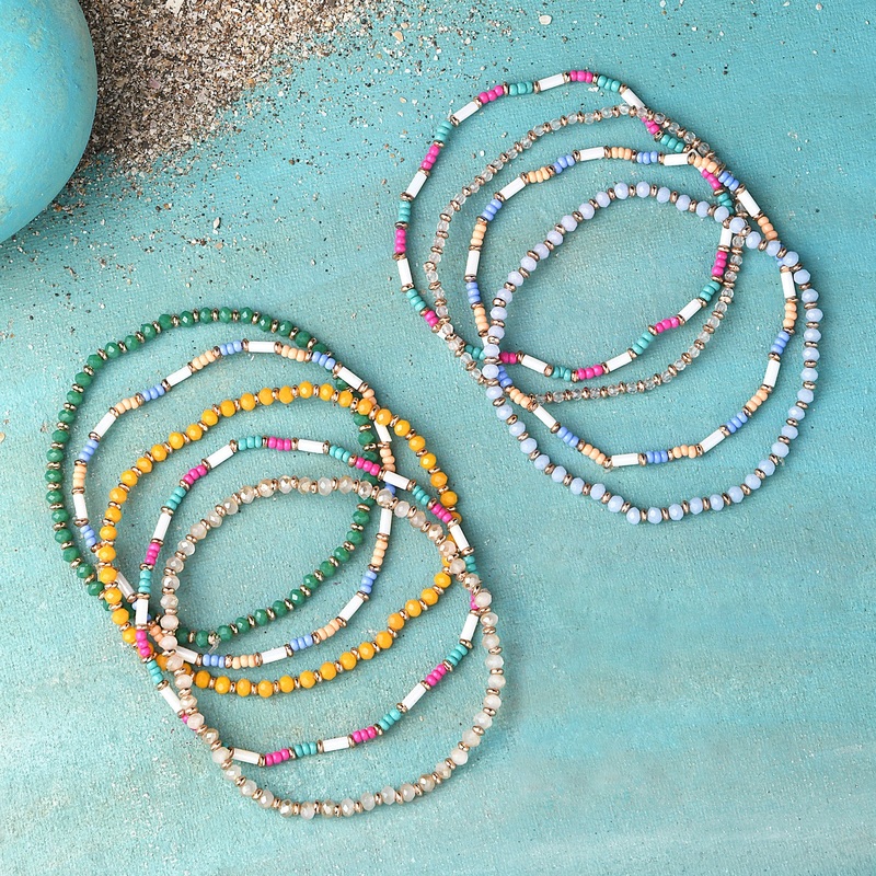 Accessorize London Women Multi Beaded Stretch Bracelet Pack Of 9