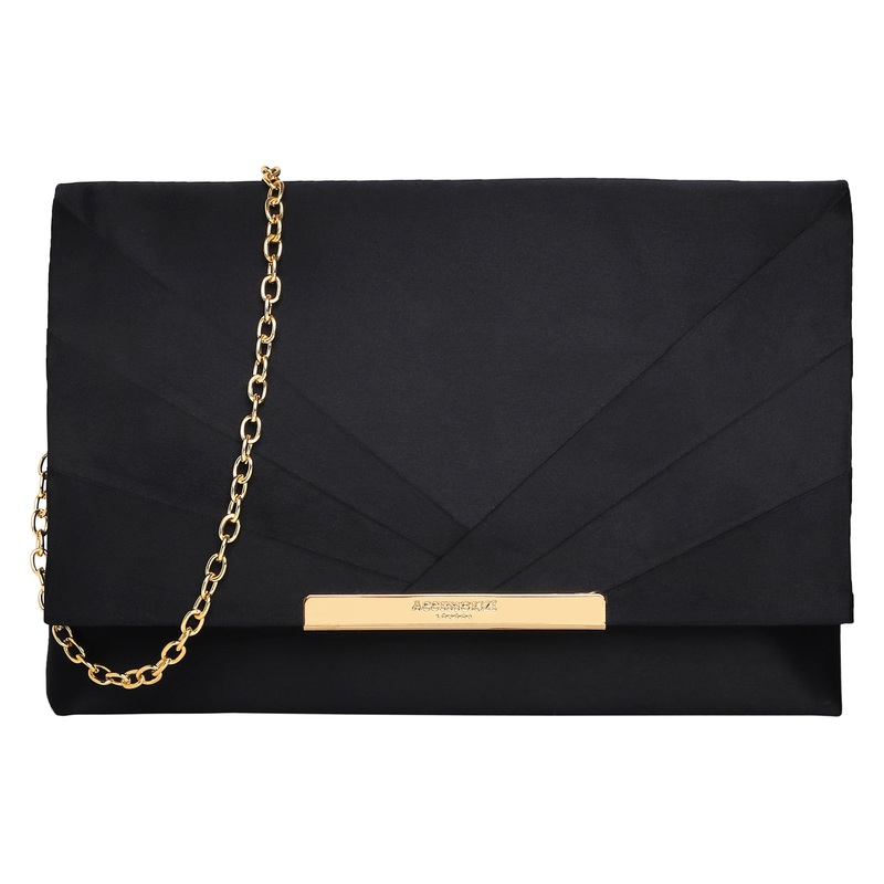 Accessorize London Women's Black Satin Foldover Clutch