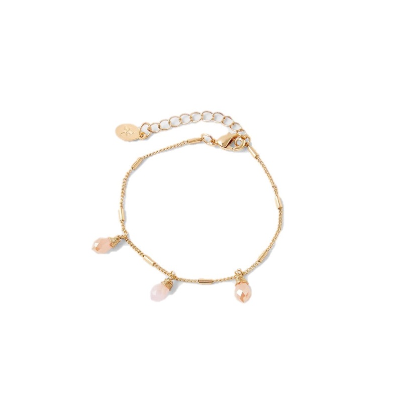 Accessorize London Women'S Gold & Pink Facet Bead Drop Bracelet