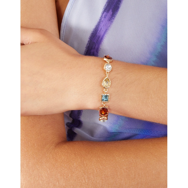 Accessorize London Women's Mixed Gem Clasp Bracelet