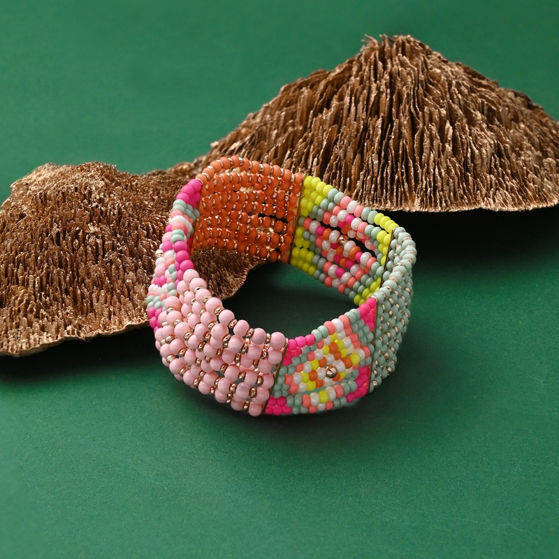 Accessorize London  Women's Multi Beaded Stretch Cuff Bracelet