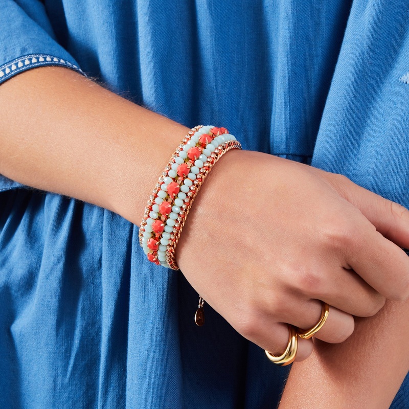 Accessorize London Women's Multi Gem Bead Clasp Bracelet