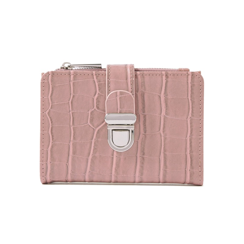 Accessorize London women's Pink Croc Pushlock Wallet Purse