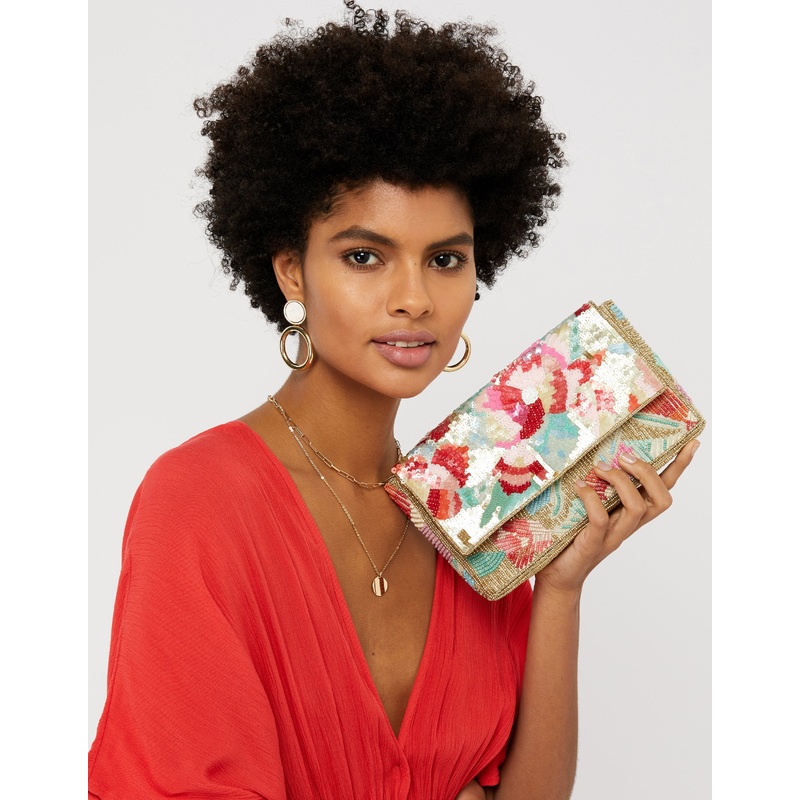 Accessorize London Women's Tasmin Floral Embellished Clutch Bag