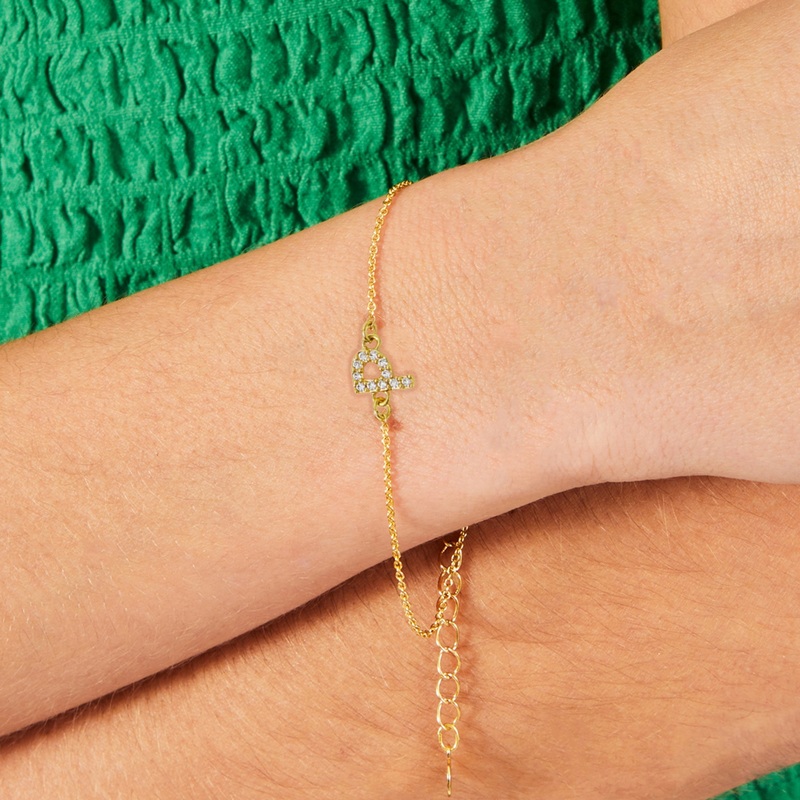 Accessorize London Women's Z Real Gold Plated Cubic Zirconia Initial Bracelet Letter P