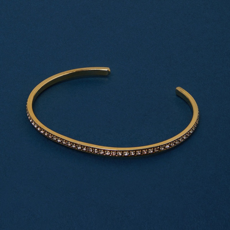 Real Gold Plated Cubic Zirconia Bangle Bracelet