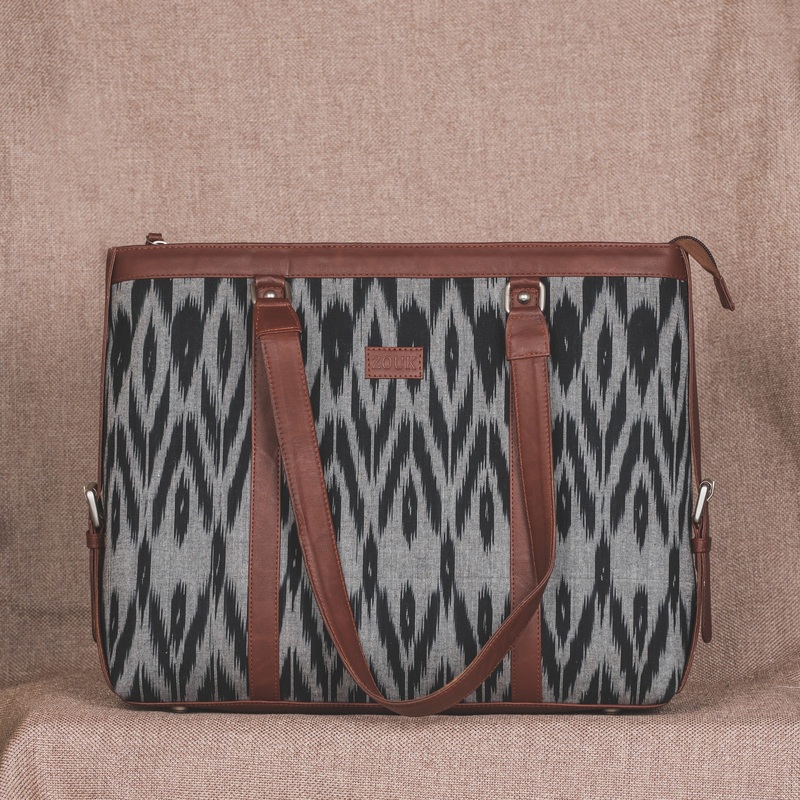 Ikat Grey Black Animal Print Women's Office Bag