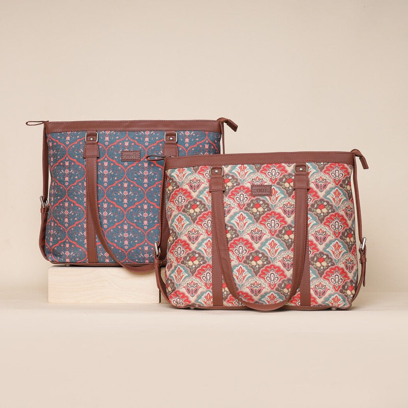 Sheesh Mahal Jaali Motif and Mughal Art Multicolor - Office Bag Combo