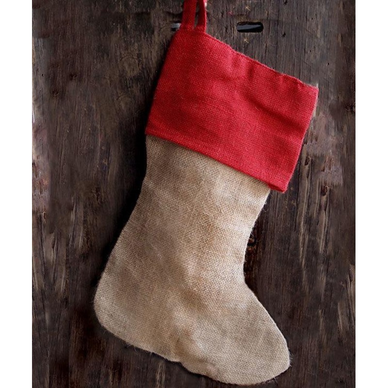 17 in Burlap / Jute Christmas Stocking Bulk - CS152J (6 Pack)