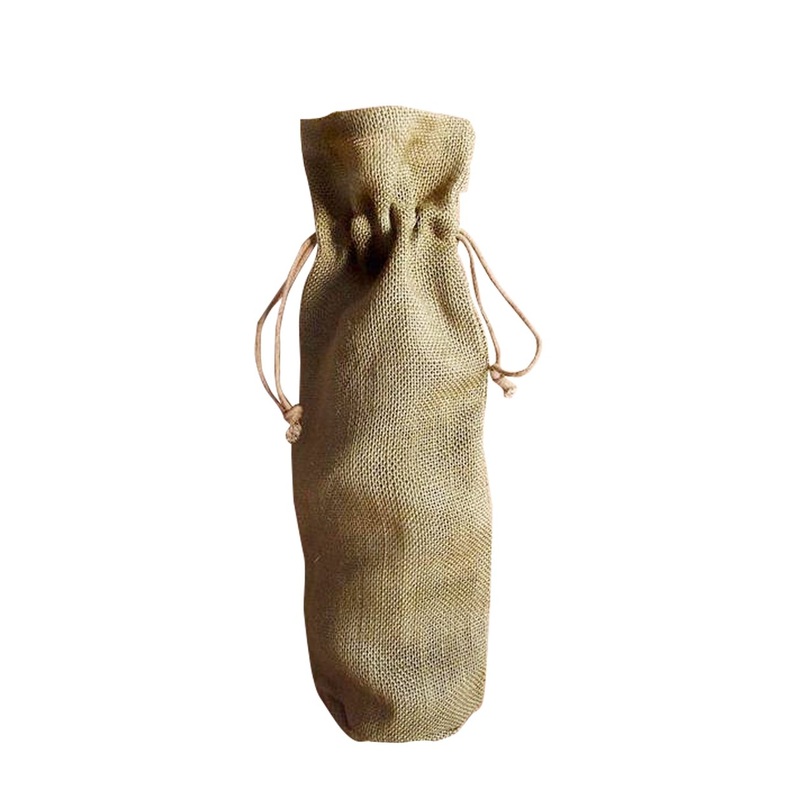200 ct Eco-Friendly Single Bottle Jute Wine Bags with Drawstring by Case