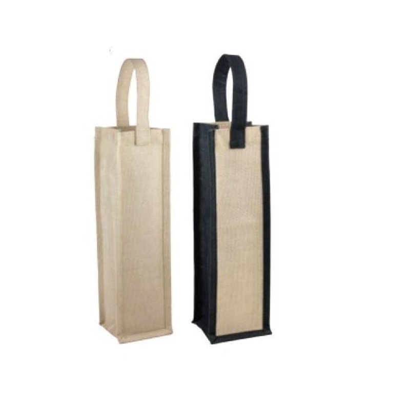 Jute Blend Single Wine Bottle Tote Bags Laminated Interior  WJ065