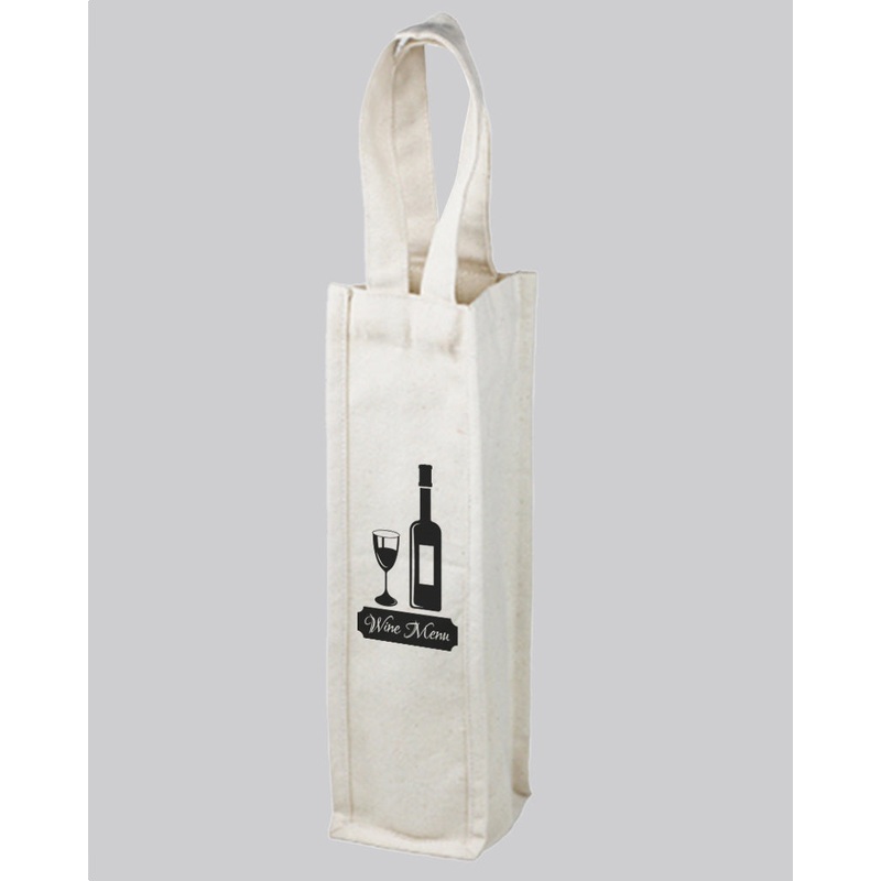Natural White Canvas Wine Bag for Wedding Decorations w/ Your Logo