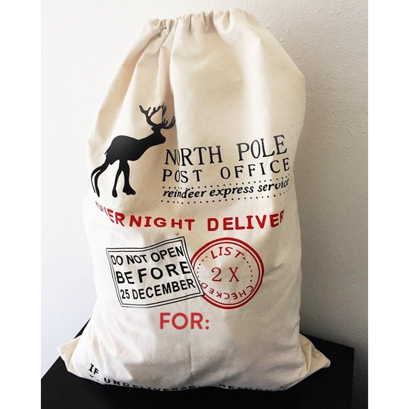 Printed North Pole Canvas Santa Sacks