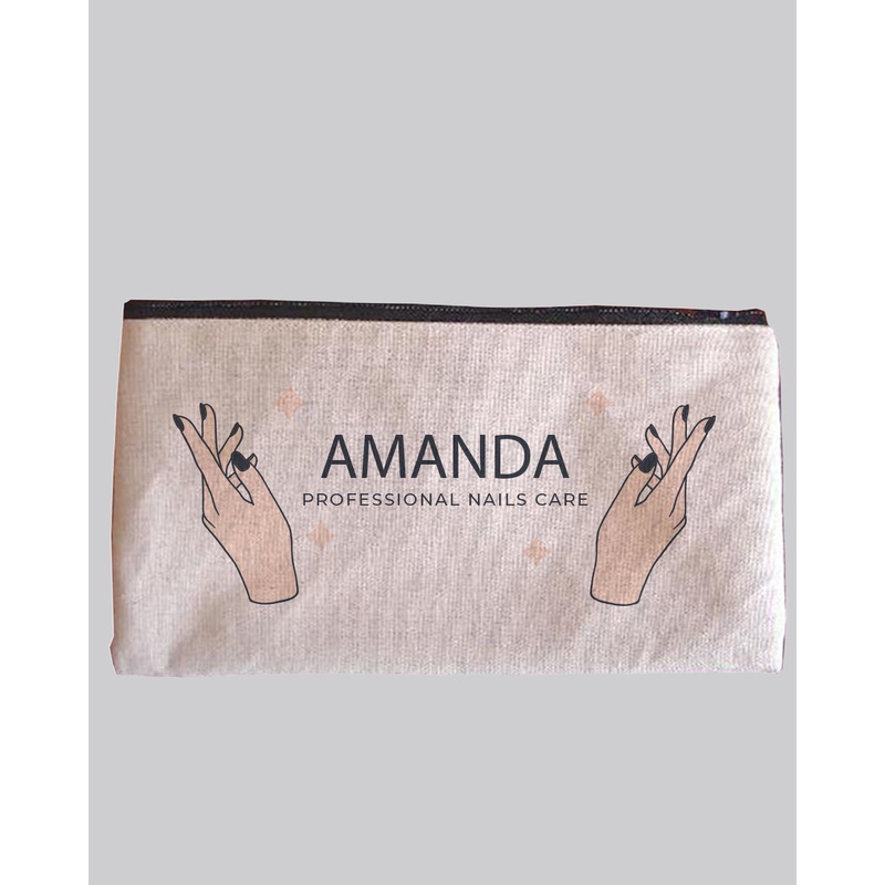 Rectangular Jute / Canvas Pouch with Zipper Closure w/ Your Logo