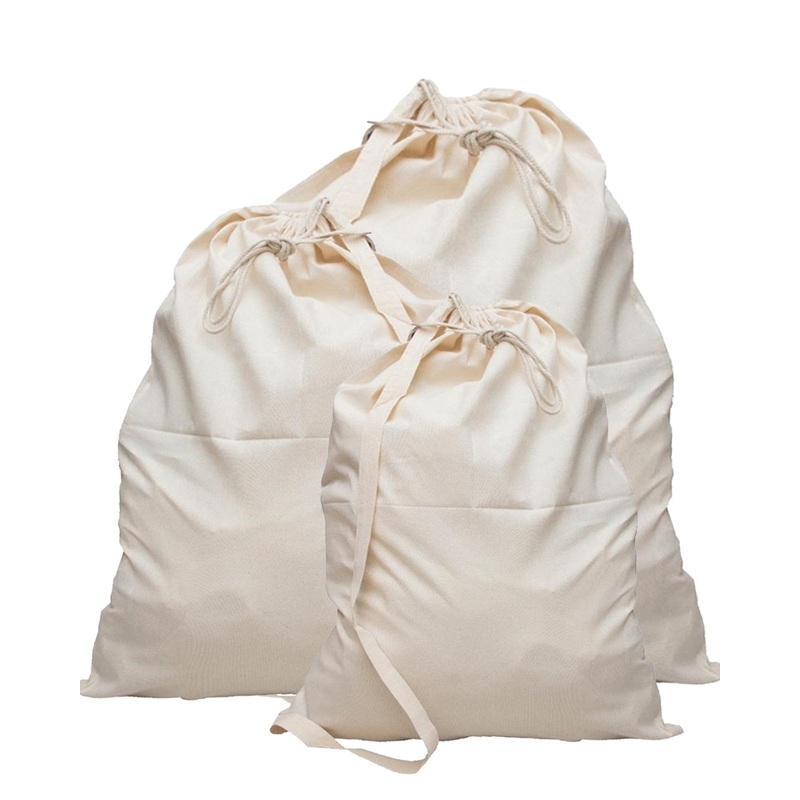 96 ct Premium Cotton Laundry Bags W/Shoulder Strap (Small-Medium-Large) - By Case